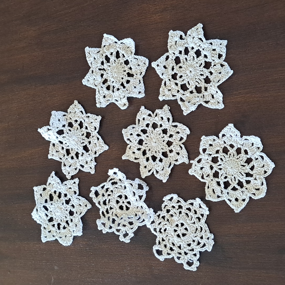 Handmade Crochet Snowflake Motif Antique White 8 Grandma core vintage